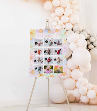 Colorful Daisy 12 Month Photo Board - Vertical - High Peaks Studios