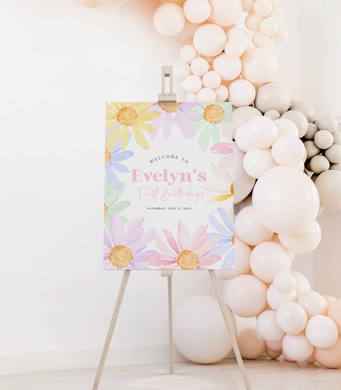 Colorful Daisy Welcome Sign Printable - High Peaks Studios