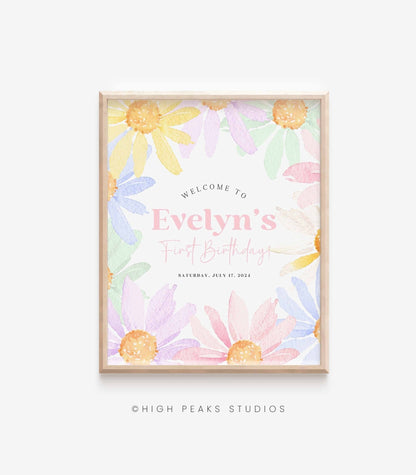 Colorful Daisy Welcome Sign Printable - High Peaks Studios