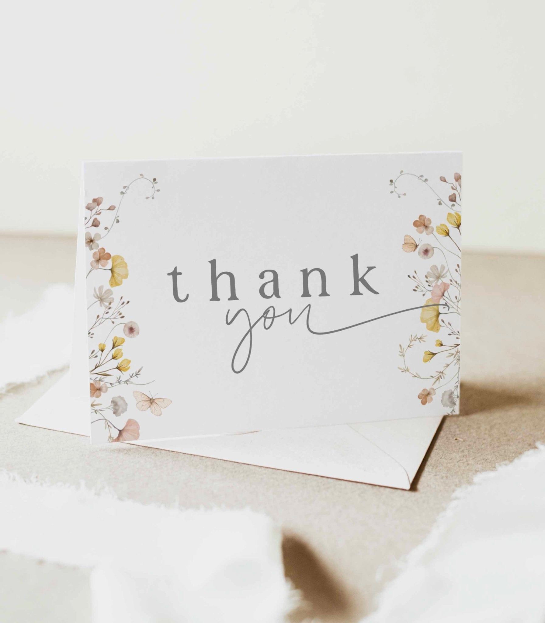 Editable Wildflower Folded Thank You Card - High Peaks Studios