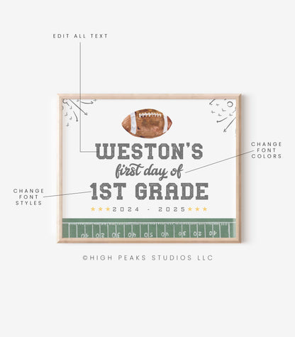 Football Back To School Picture Sign (Editable)