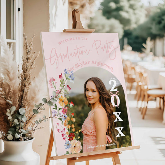 Wild Flower Graduation Party Welcome Sign Template