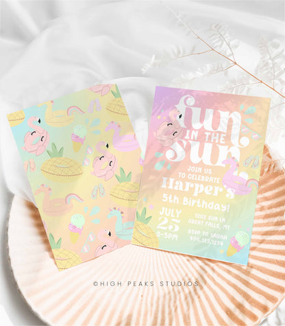 Fun In The Sun Summer Pool Birthday Invitation - High Peaks Studios