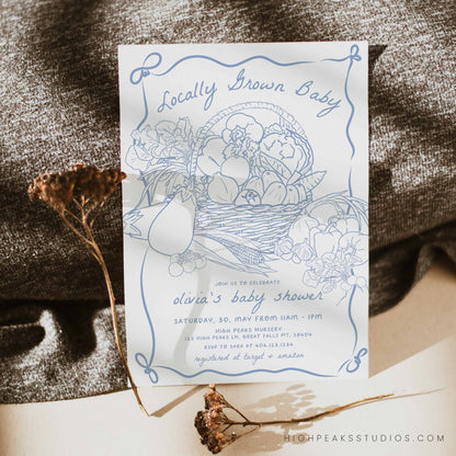 Locally Grown Baby Shower Invitation - Farm Fresh Veggies by High Peaks Studios