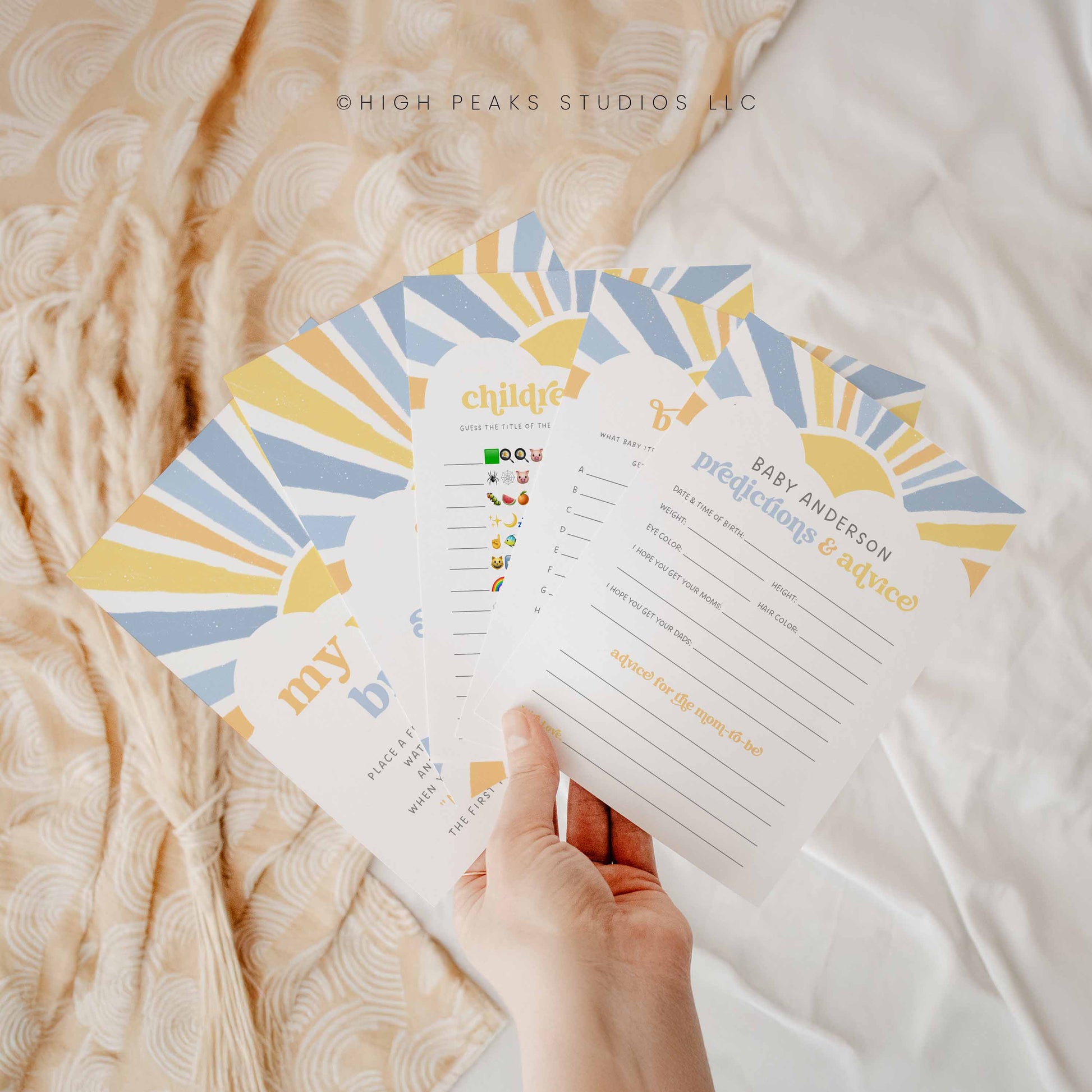 Sonshine Baby Shower Game Bundle, 24 Game Set templates by High Peaks Studios