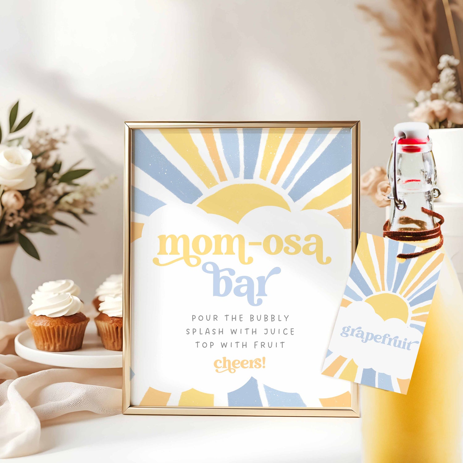 Mom-osa Bar Sign and Juice Tags Kit template, by High Peaks Studios