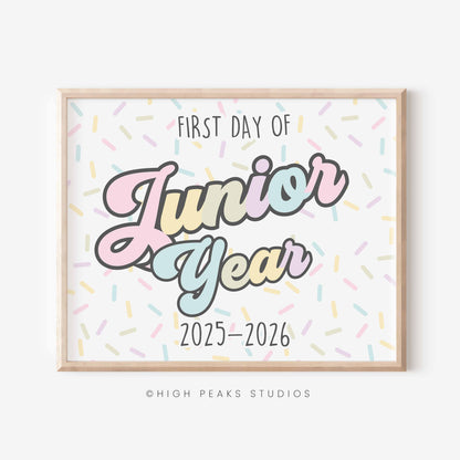 First Day of Junior Year Sign Printable by High Peaks Studios