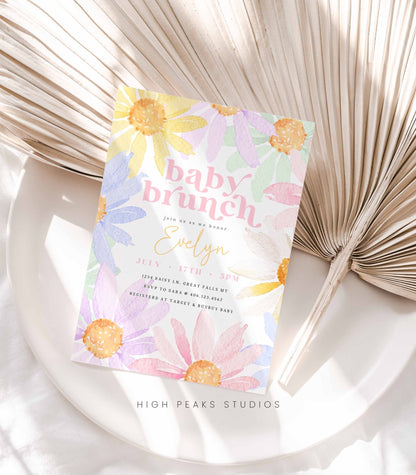 Pastel Daisy Baby Brunch Invitation - High Peaks Studios