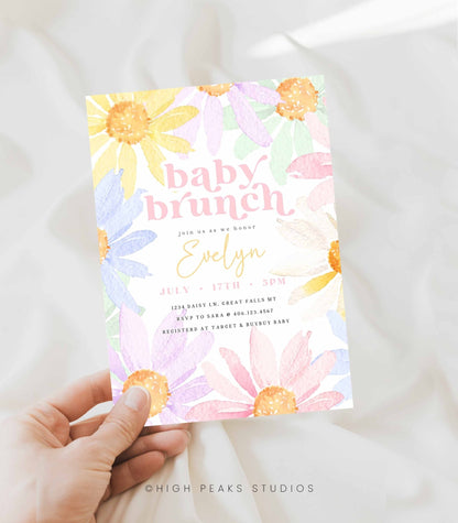 Pastel Daisy Baby Brunch Invitation - High Peaks Studios