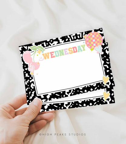 Kids Lunch Box Daily Note cards Printables