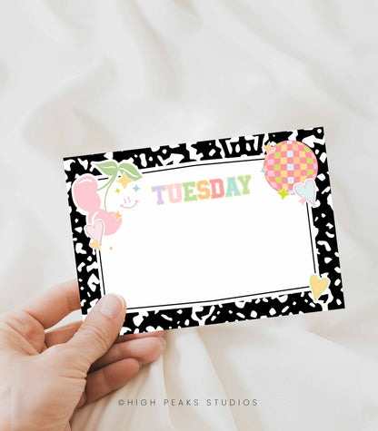 Kids Lunch Box Daily Note cards Printables