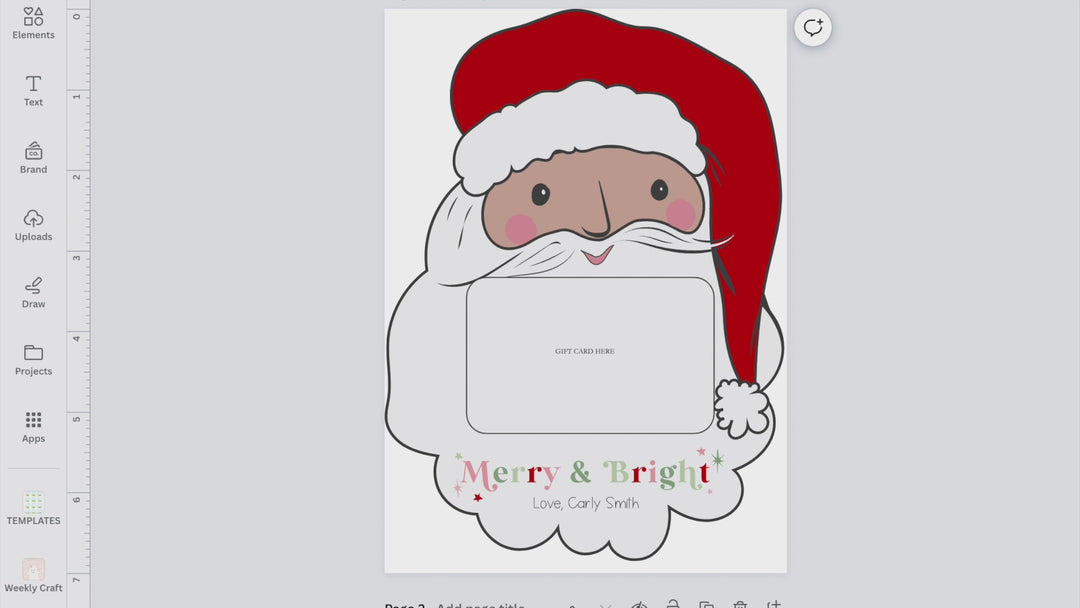 Christmas Gift Card Holder - Santa Cutout