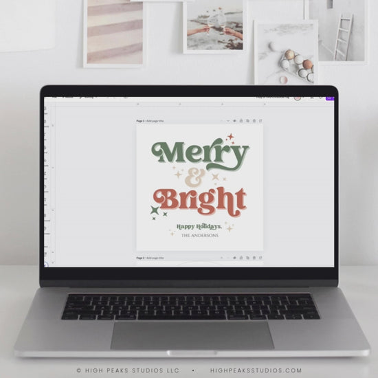 Retro Merry and Bright Holiday Gift Tag - High Peaks Studios