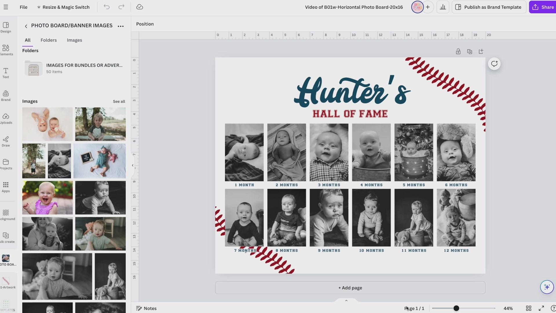 Baseball Milestone Photo Board Sign Printable Template - High Peaks Studios