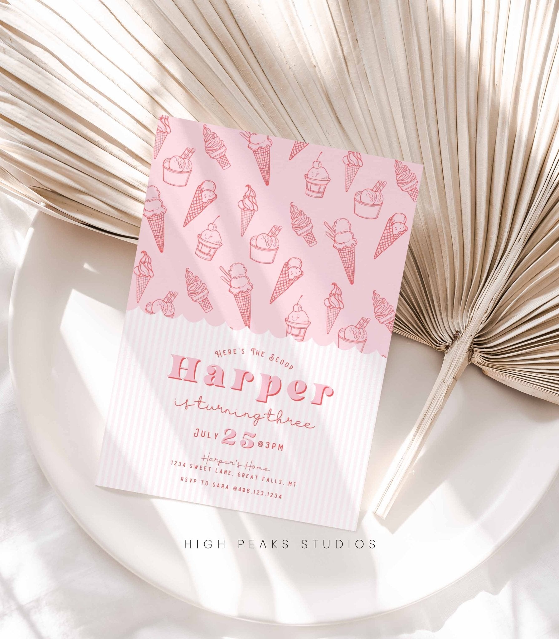 Retro Ice Cream Parlor Birthday Invitation - High Peaks Studios