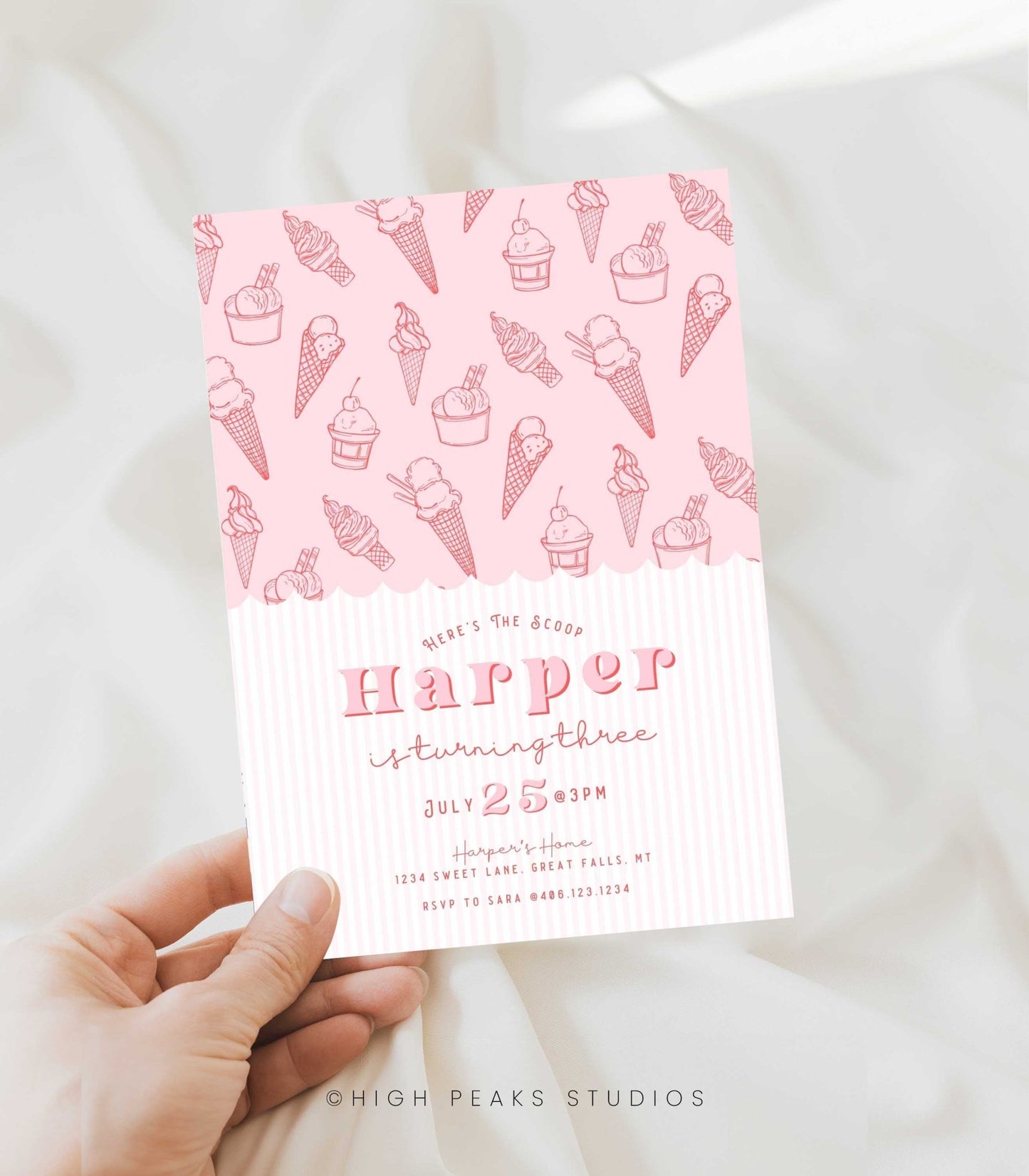 Retro Ice Cream Parlor Birthday Invitation - High Peaks Studios