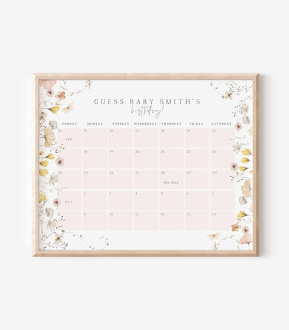 Wildflower Guess Baby's Birthday Day Sign Printable - High Peaks Studios