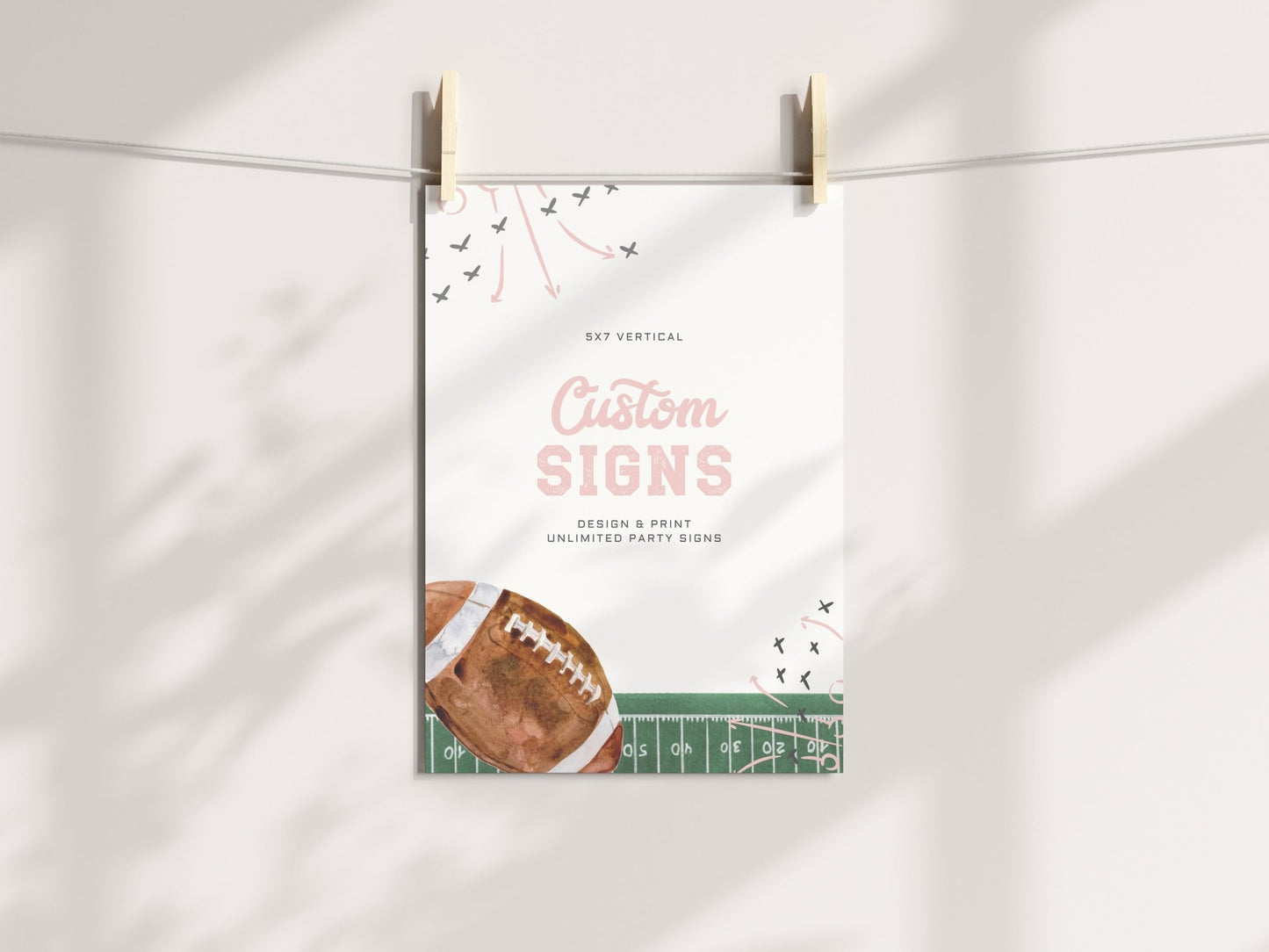 5x7 Custom Sign Template - Football Theme - Girl - High Peaks Studios