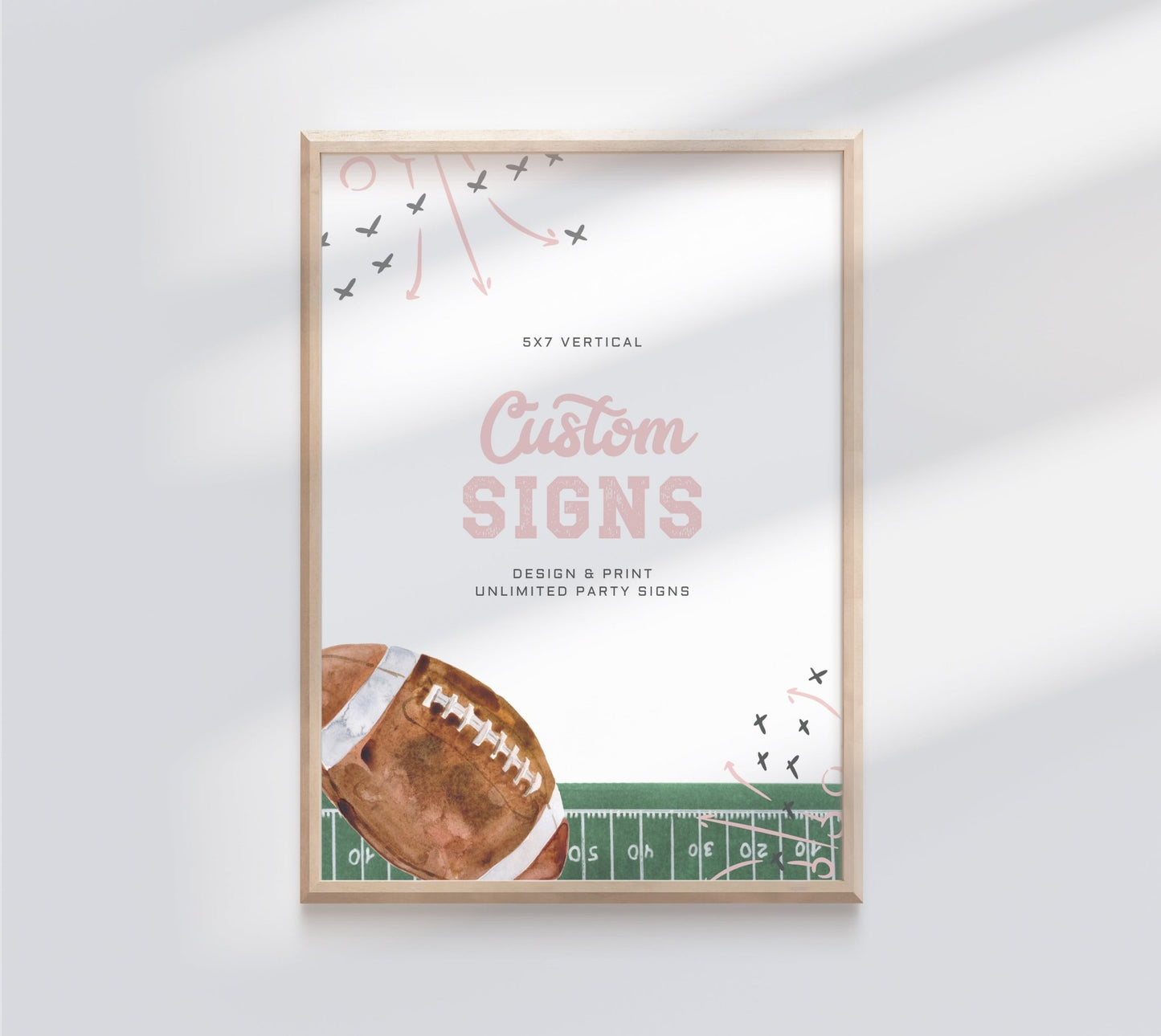 5x7 Custom Sign Template - Football Theme - Girl - High Peaks Studios