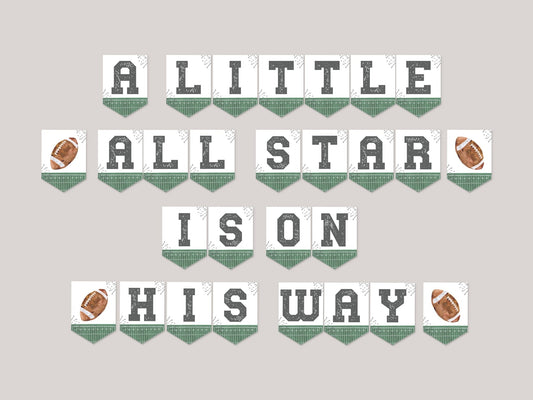 A Little All Star is on His Way Football Pennant Banner - High Peaks Studios