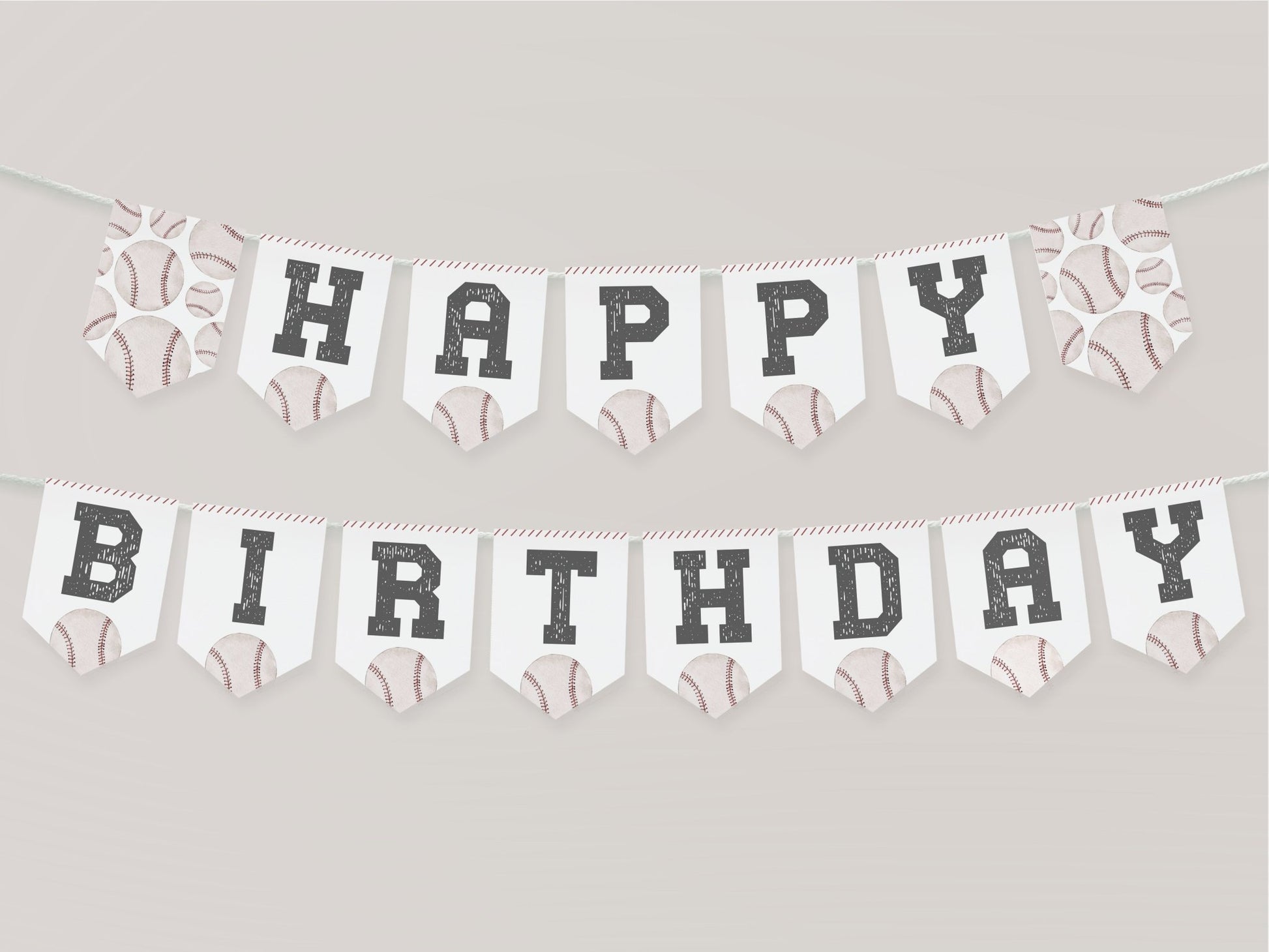 Baseball Happy Birthday Pennant Banner - High Peaks Studios