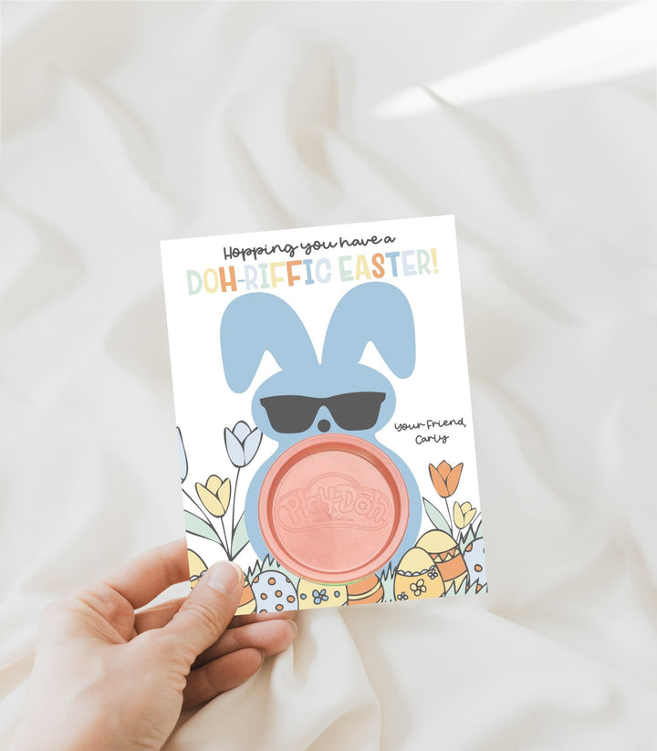 Blue Easter Peep Play Doh Valentine Printable - High Peaks Studios