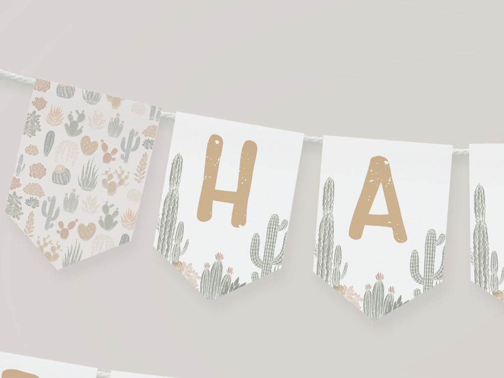 Cactus Happy Birthday Pennant Banner - High Peaks Studios