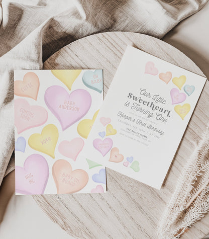 Candy Heart Birthday Invitation Printable - High Peaks Studios