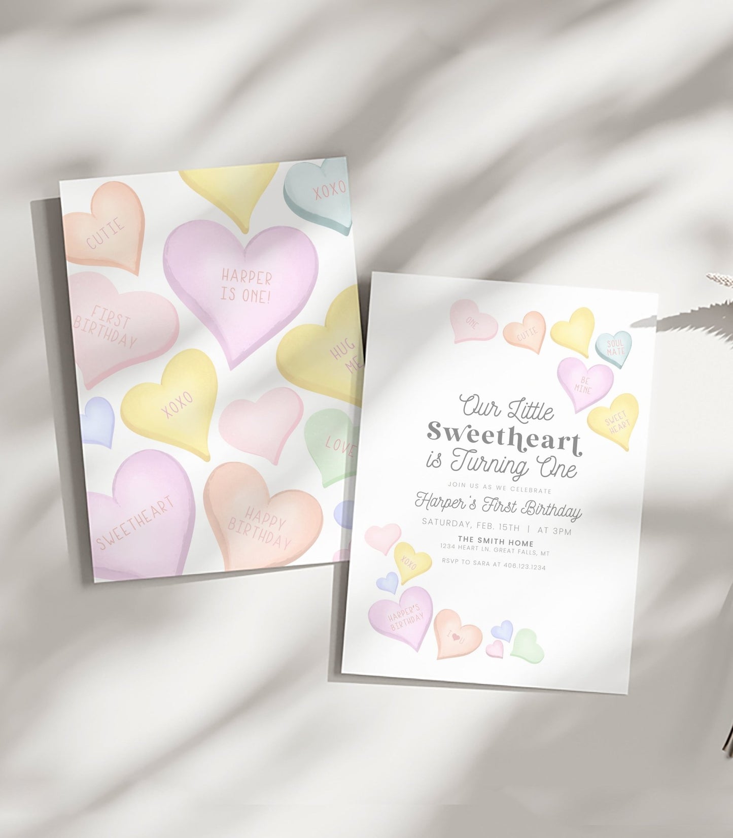 Candy Heart Birthday Invitation Printable - High Peaks Studios