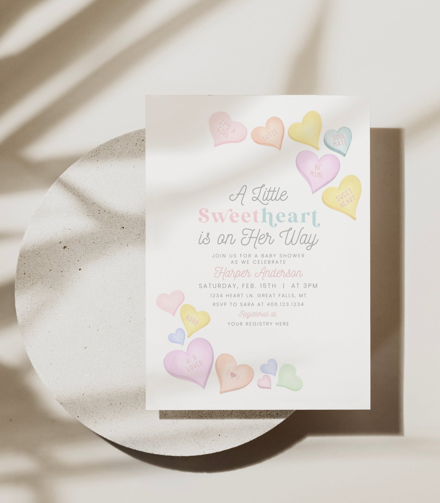 Candy Heart Birthday Invitation Printable - High Peaks Studios