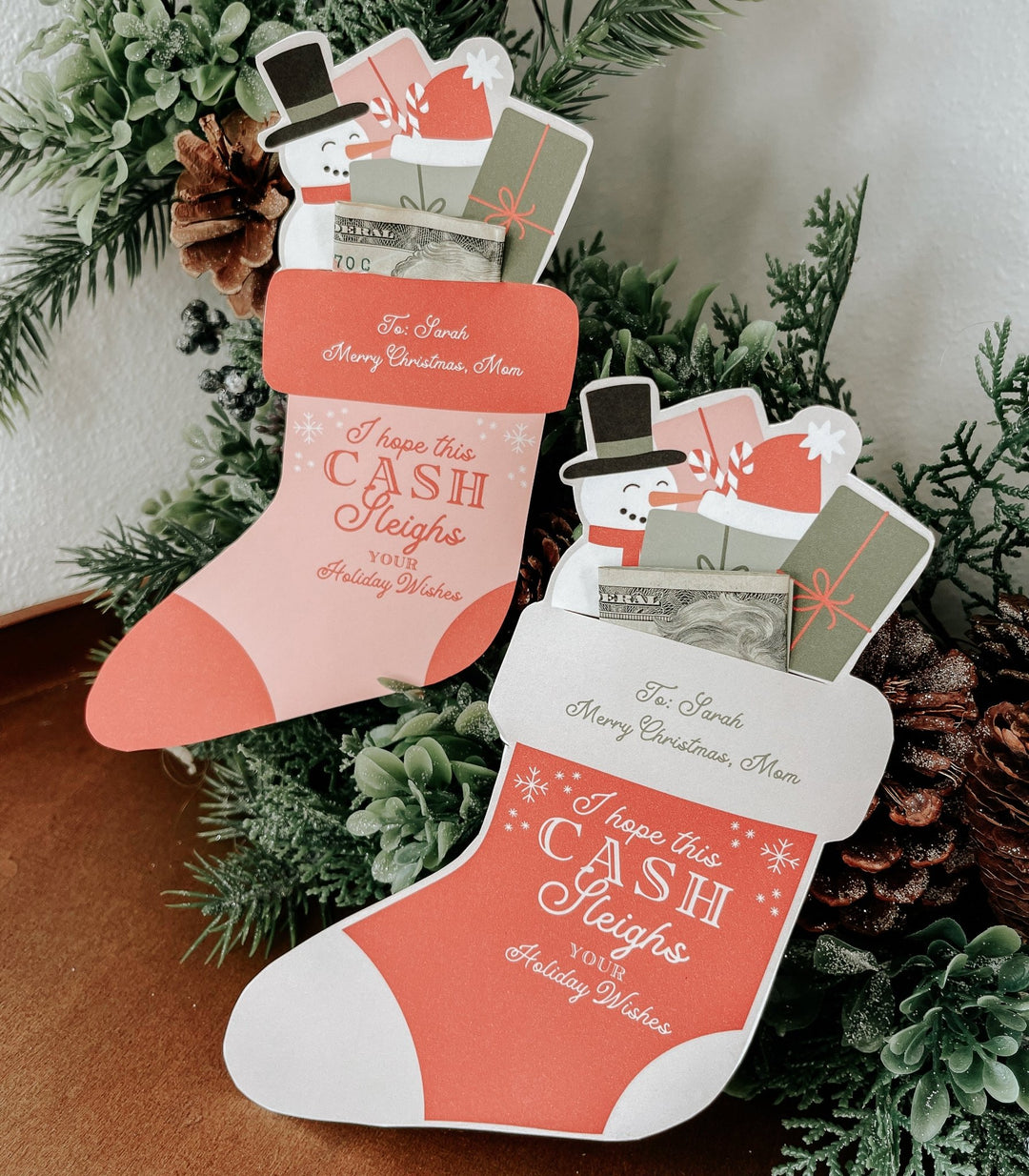 Cash Stocking Holiday Gift Holder Printable - High Peaks Studios