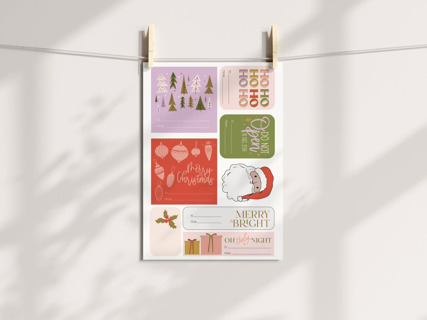 Christmas Gift Sticker Page Printable - High Peaks Studios