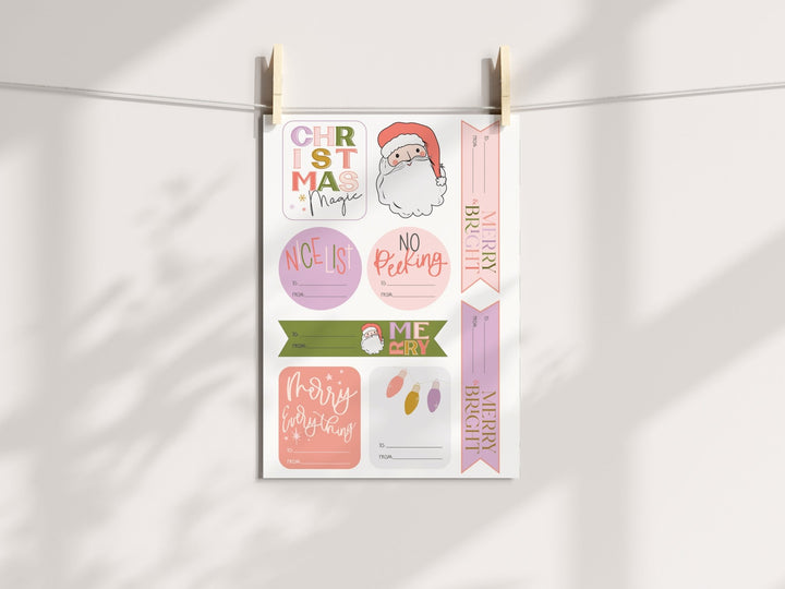 Christmas Gift Sticker Page Printable - High Peaks Studios