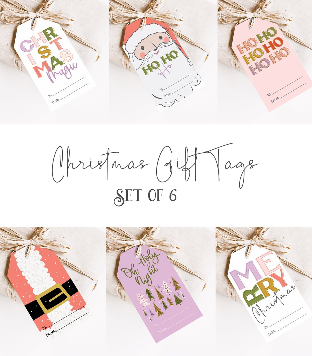 Christmas Gift Tags Set of 6 Printables - High Peaks Studios