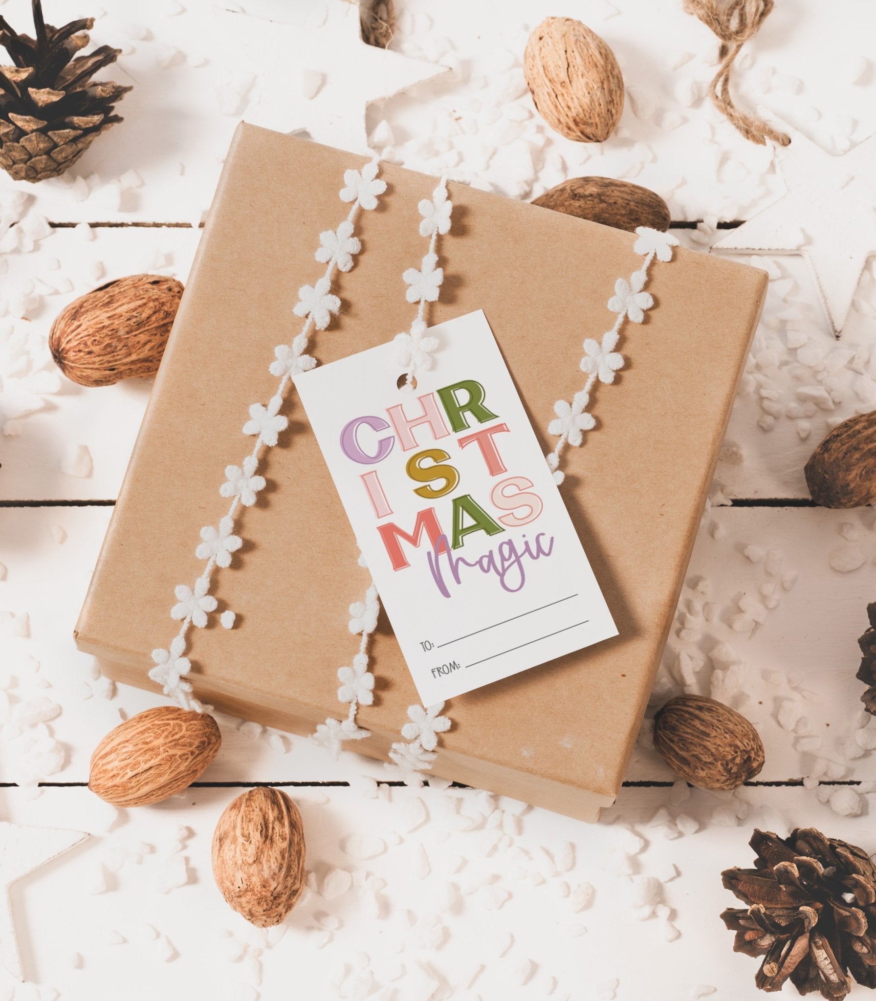 Christmas Magic Gift Tag Printable - Colorful - High Peaks Studios