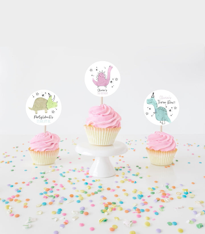 Cute Dinosaur Cupcake Topper Printables - High Peaks Studios