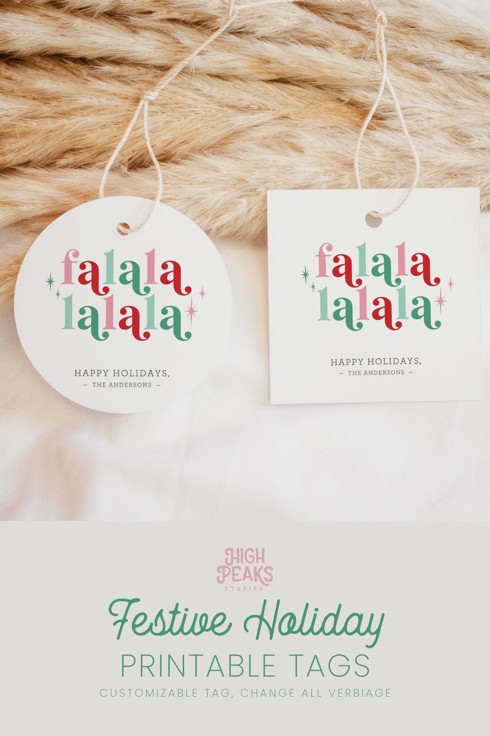 Falalala Festive Holiday Gift Tag Printable - High Peaks Studios