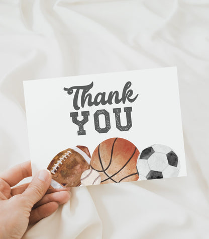 Folded Sports Thank You Card Printable - High Peaks Studios