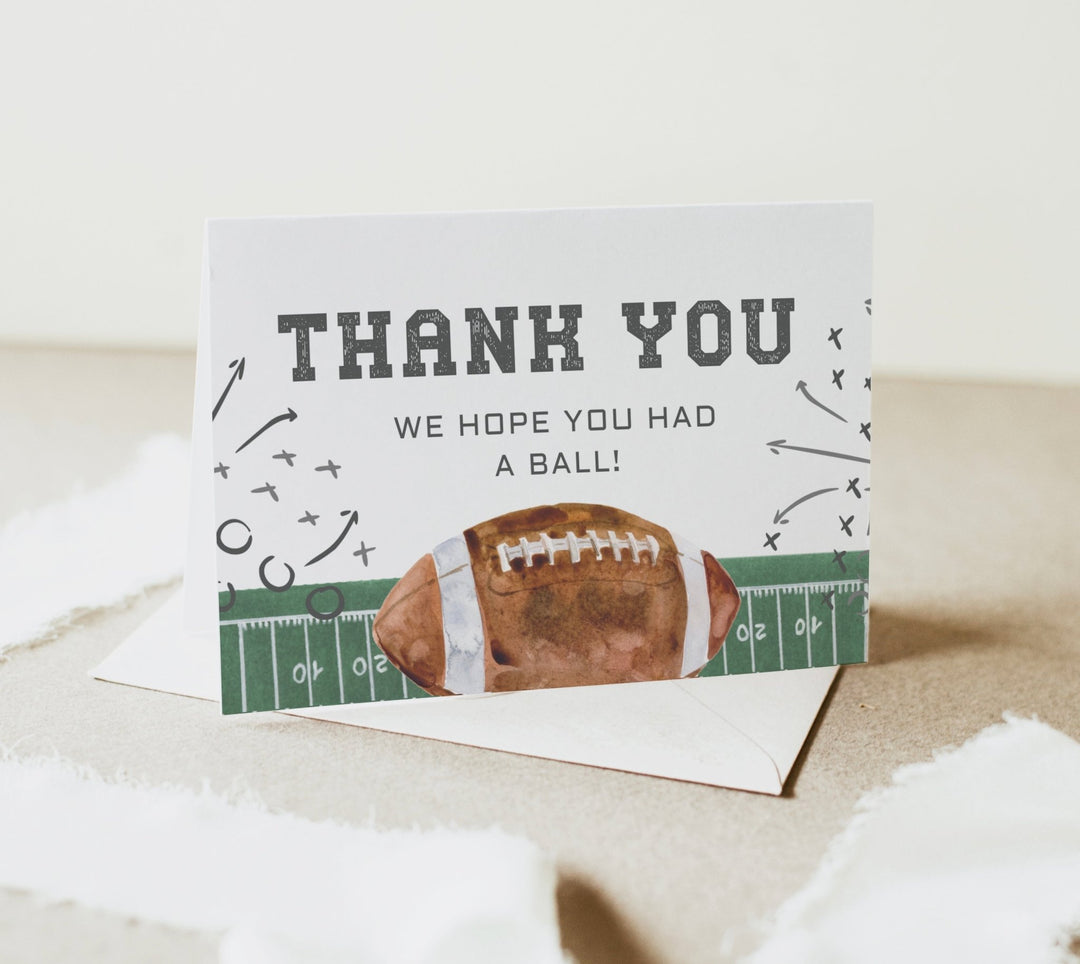 Football Birthday Folded Thank You Card Printable - High Peaks Studios