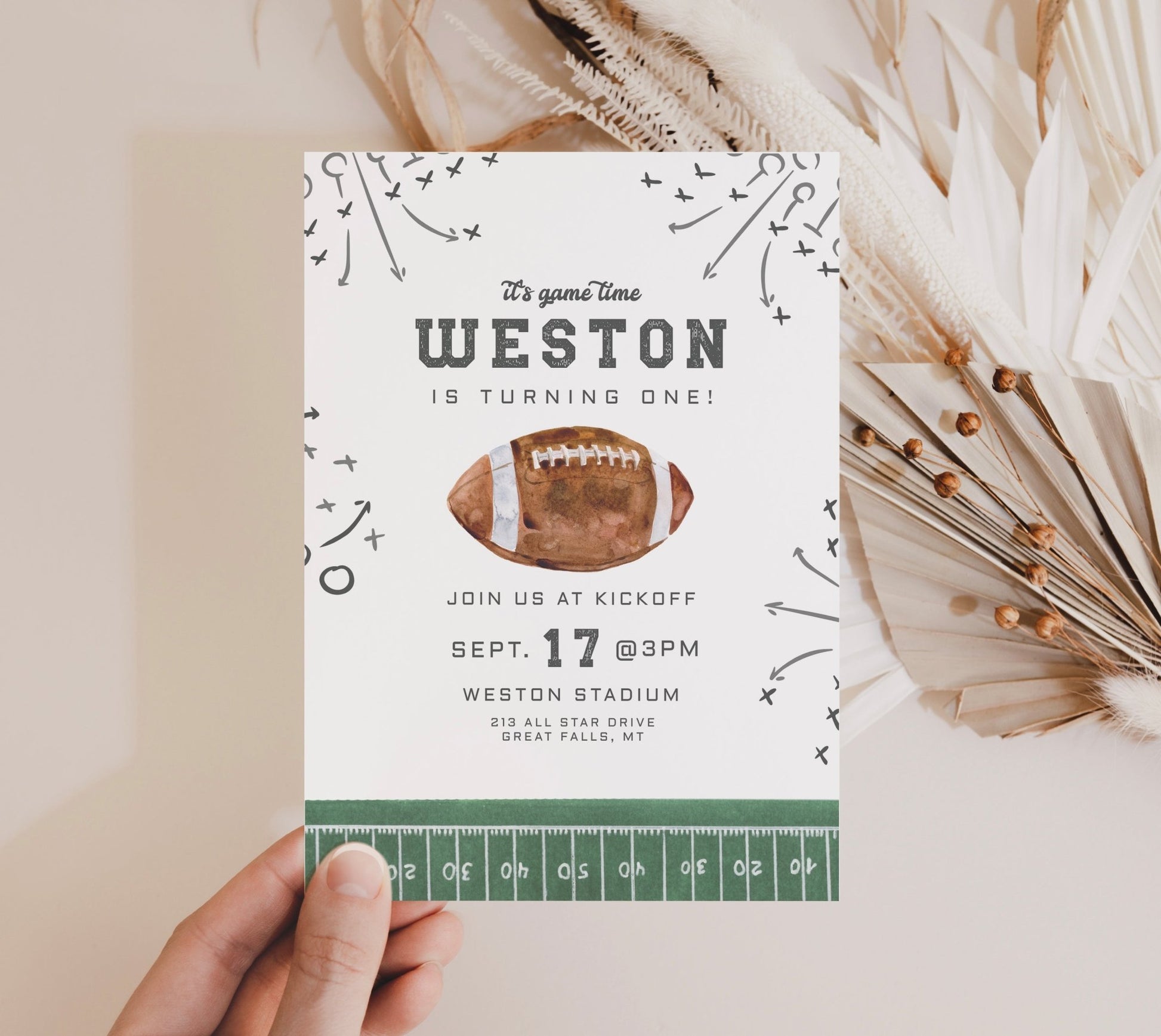 Football Birthday Invitation Printable - ANY AGE! - High Peaks Studios