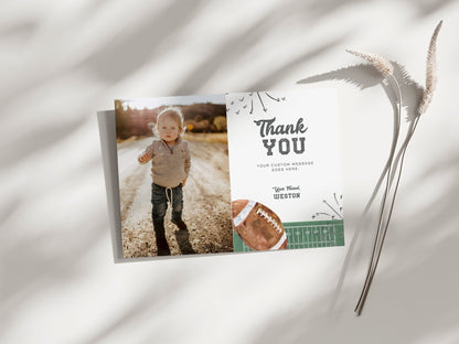 Football Birthday Photo Thank You Card Printable - High Peaks Studios