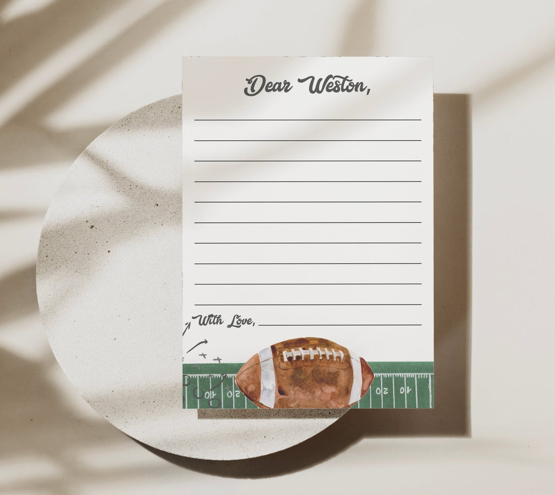 Football Birthday Time Capsule Sign and Note Card Printables - High Peaks Studios
