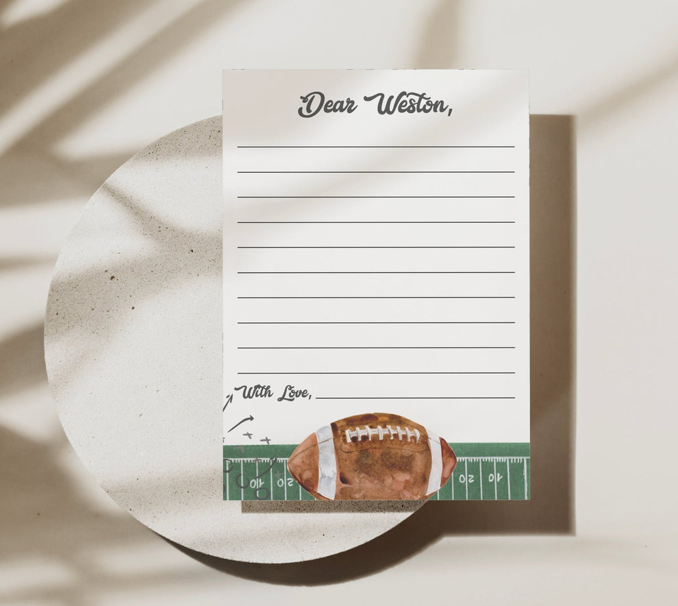 Football Birthday Time Capsule Sign and Note Card Printables – High ...
