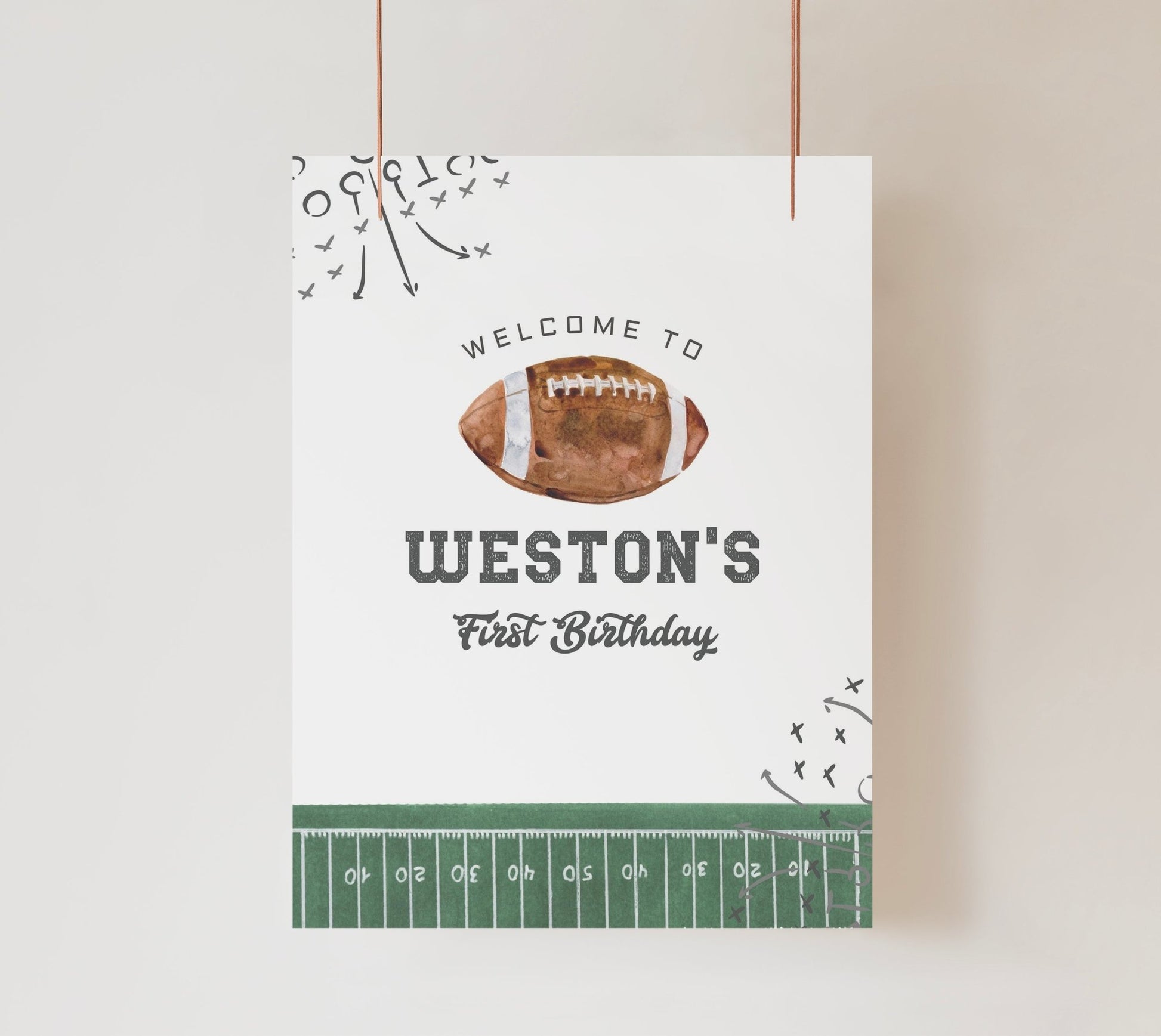 Football Party Welcome Sign - Any Age - High Peaks Studios