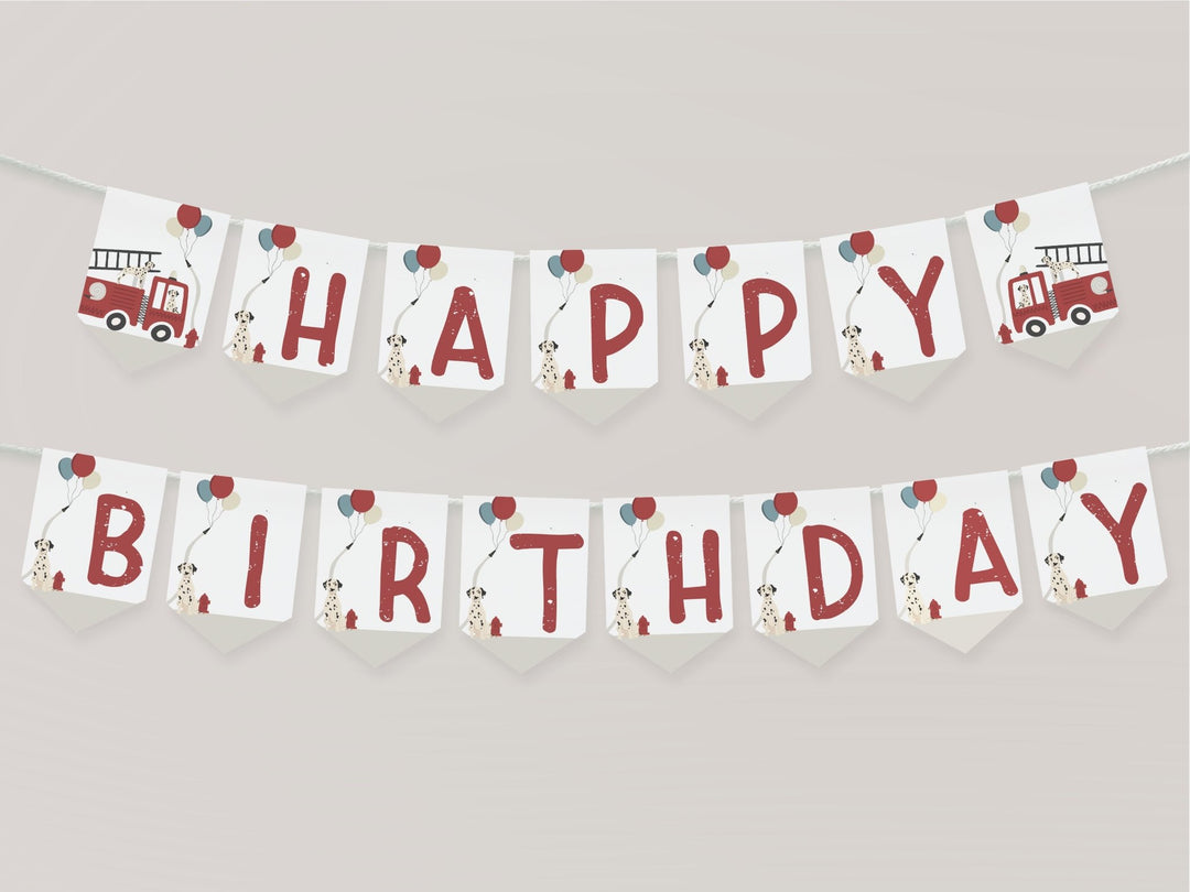 FREE - Fire Truck Party Birthday Banner - High Peaks Studios