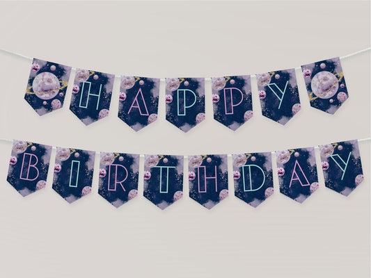 Galaxy Happy Birthday Pennant Banner - High Peaks Studios