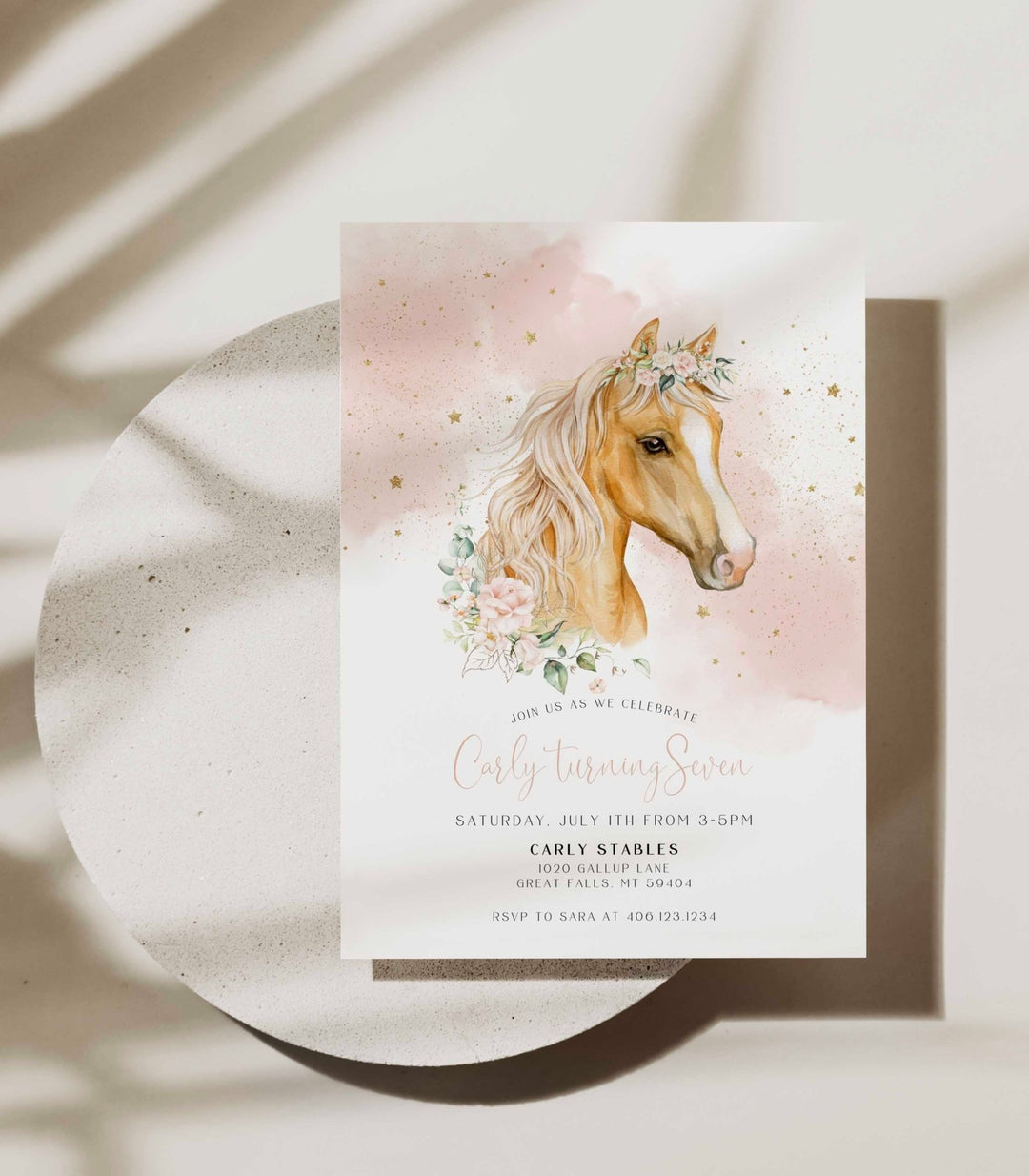 Horse Birthday Invitation Printable Template - High Peaks Studios