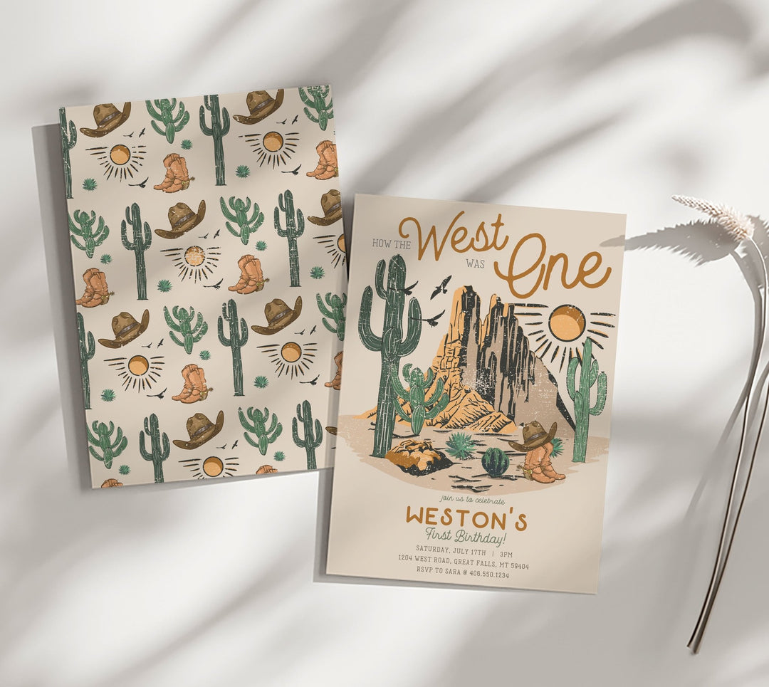 How The West Was ONE Birthday Invitation Printable - High Peaks Studios