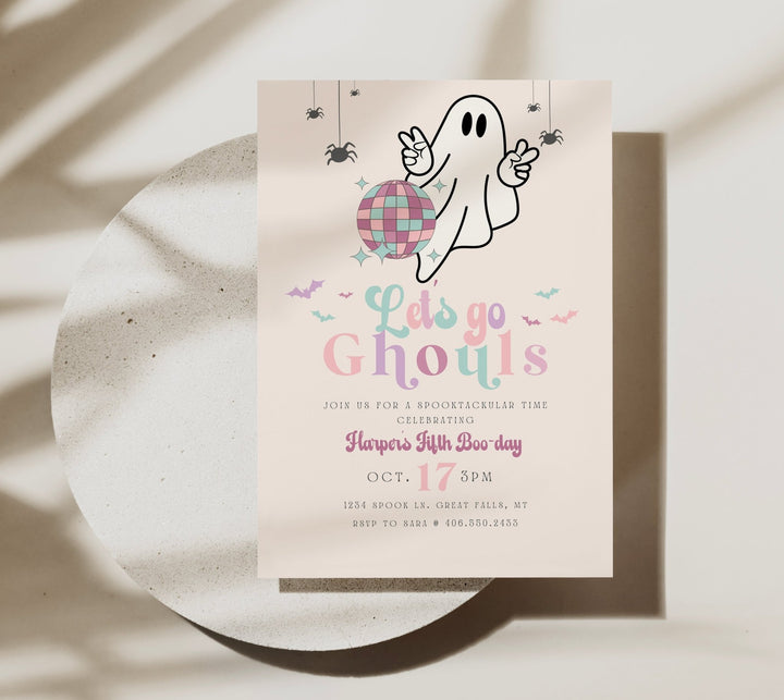 Let's Go Ghouls Birthday Invitation Printable - High Peaks Studios