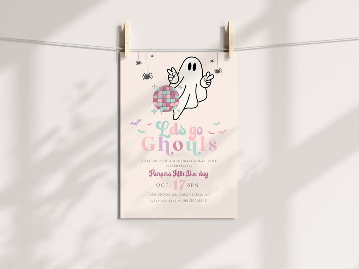 Let's Go Ghouls Birthday Invitation Printable - High Peaks Studios